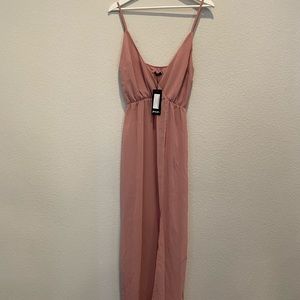 Nasty Gal chiffon pink open slit dress